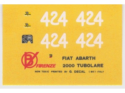 Decal Fiat Abarth 2000 SP Tubolare # 424 Campionato Montagna 1966 - scala 1:43
